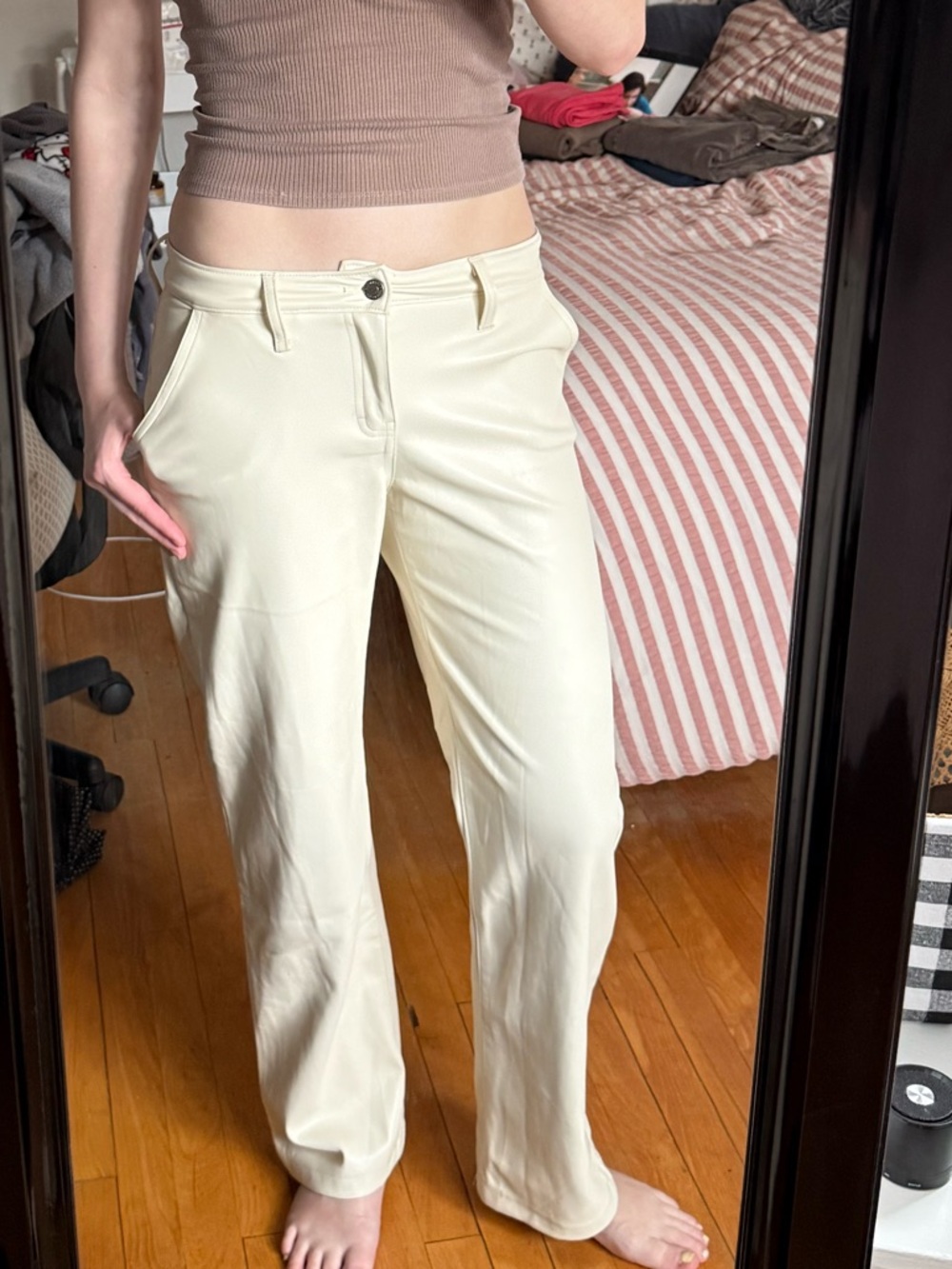 Hollister white faux leather pants